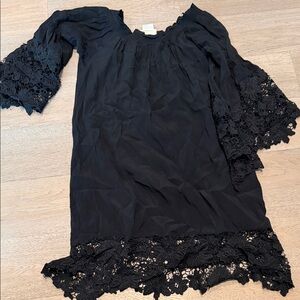 Elegant Black Lace Trim Dress